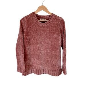 Orvis Sweater Small Chenille‎ Dusty Pink Ribbed Casual Cottagecore Velvety Soft